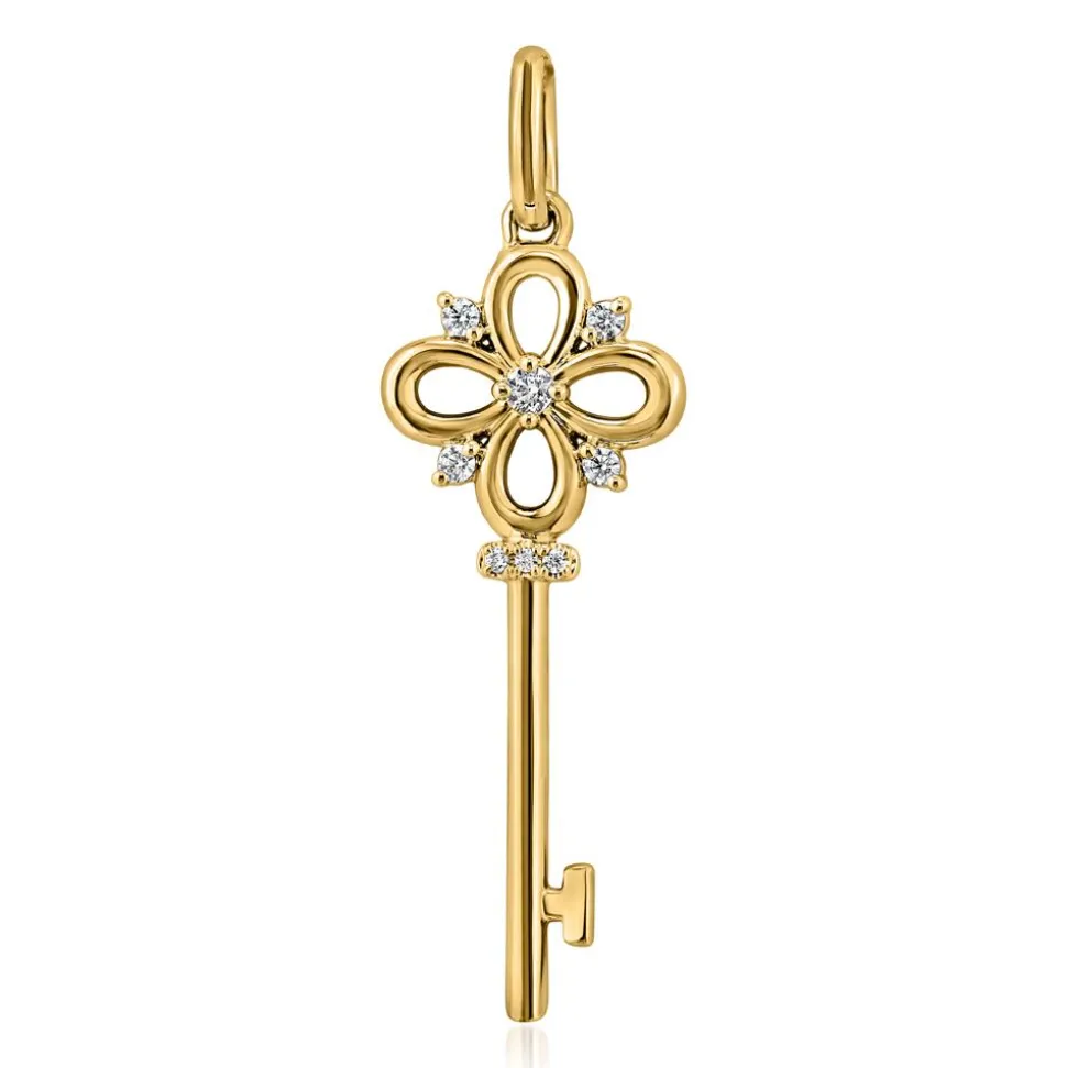 Goldkette mit Anhänger Schlüssel, lab grown Diamanten BDP0043LG-GSLK