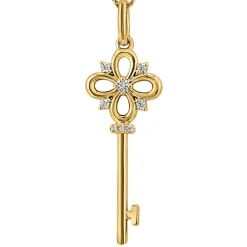 Goldkette mit Anhänger Schlüssel, lab grown Diamanten BDP0043LG-GSLK