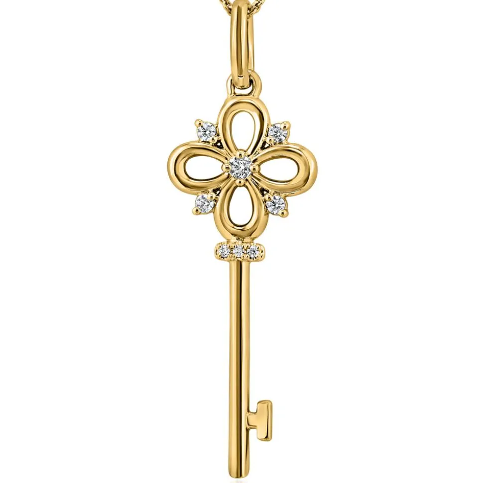 Goldkette mit Anhänger Schlüssel, lab grown Diamanten BDP0043LG-GSLK