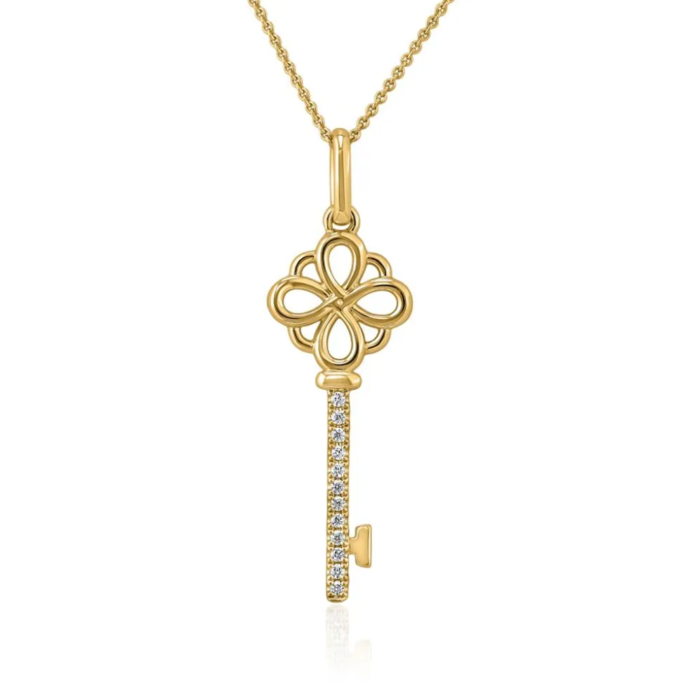 Goldkette mit Diamantanhänger Schlüssel, lab grown BDP0044LG-GSLK