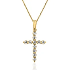 Goldkette mit Kreuzanhänger und lab grown Diamanten BDP0037LG-GSLK
