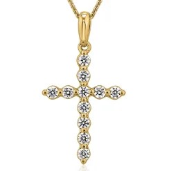 Goldkette mit Kreuzanhänger und lab grown Diamanten BDP0037LG-GSLK