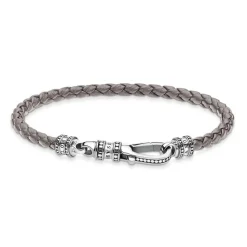 Graues Lederarmband mit 925er Sterlingsilber A2012-682-5