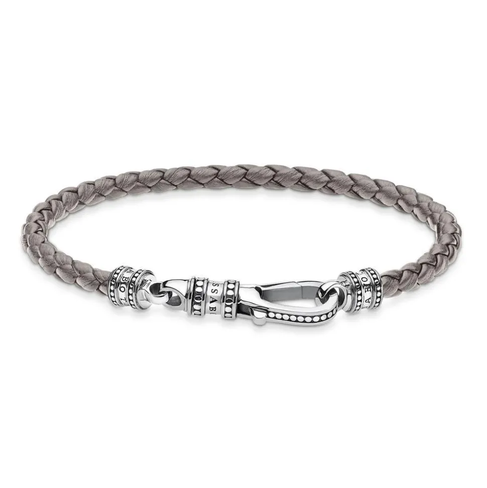 Graues Lederarmband mit 925er Sterlingsilber A2012-682-5