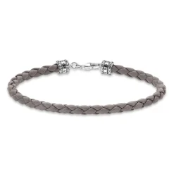 Graues Lederarmband mit Sterlingsilber A2011-682-5