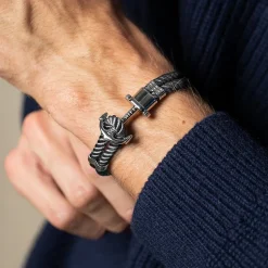 Graues Textilarmband Phrep für Herren mit Edelstahl PH-FB-0020