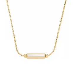 Gravierbare Damenkette Pilea aus Edelstahl, IP Gold 023254