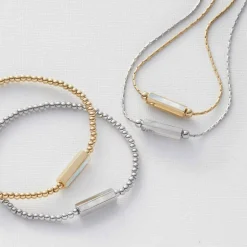 Gravierbare Damenkette Pilea aus Edelstahl, IP Gold 023254