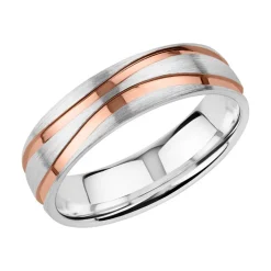 Gravierbare Trauringe aus Sterlingsilber, rosévergoldet R8596s