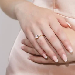 Gravierbarer Diamantring aus Gelbgold mit Diamanten BDR0020-GSL