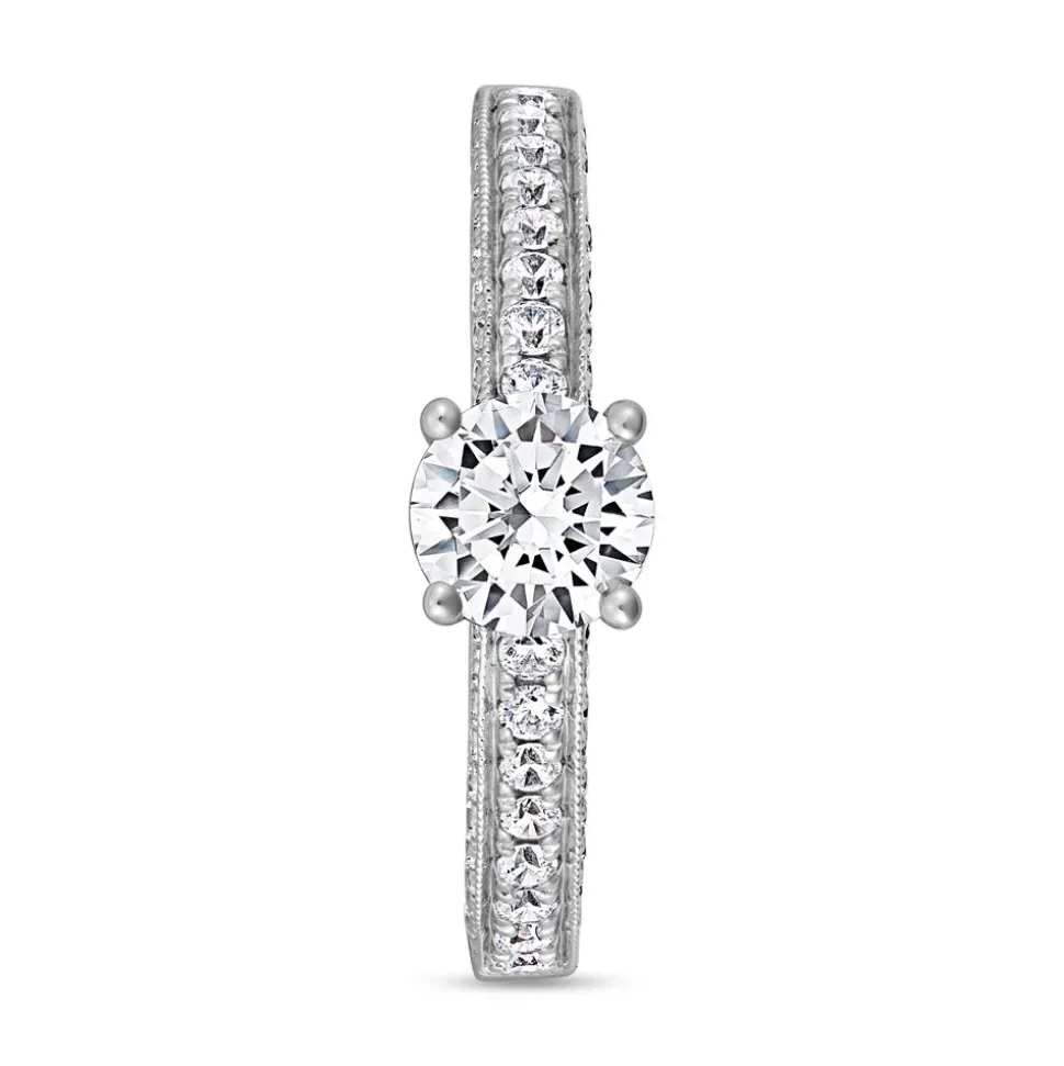 Gravierbarer Diamantring aus Weißgold oder Platin BDR0004-WSL