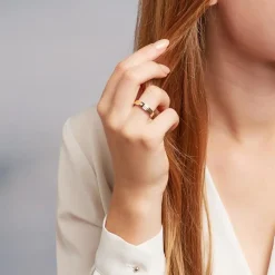 Gravierbarer 925er Silberring, teilvergoldet Zirkonia R8593czSL