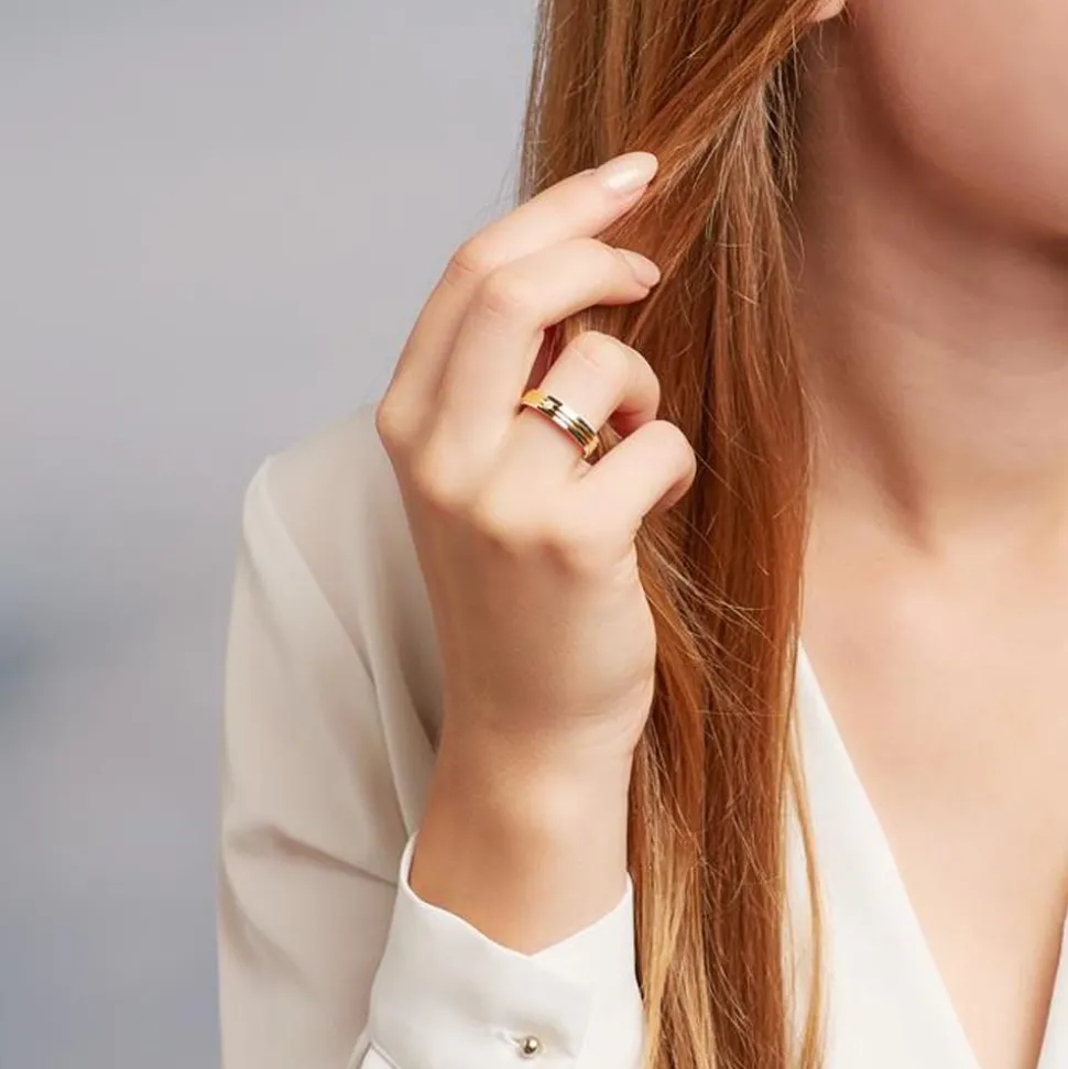 Gravierbarer 925er Silberring, teilvergoldet Zirkonia R8593czSL