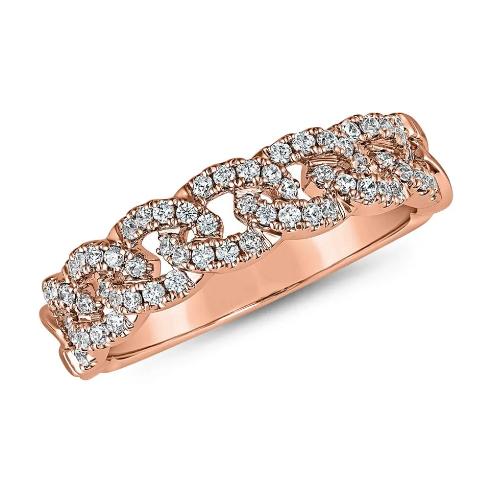 Gravierbarer Gliederring aus Roségold mit Diamanten BDR0066-RSL