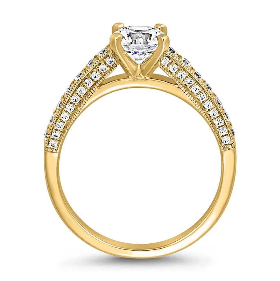 Gravierbarer Goldring mit Diamantbesatz für Damen BDR0006-GSL