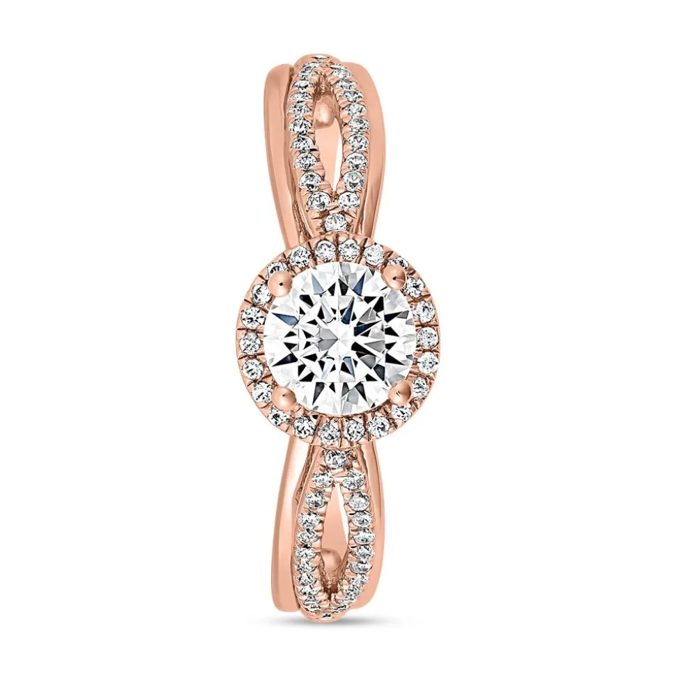Gravierbarer Halo Diamantring aus Roségold BDR0013-RSL