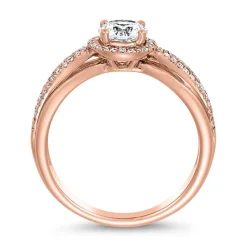 Gravierbarer Halo Diamantring aus Roségold BDR0013-RSL