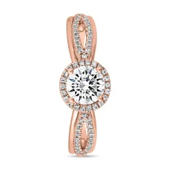 Gravierbarer Halo Diamantring aus Roségold BDR0013-RSL
