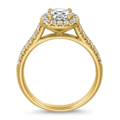 Gravierbarer Halo-Diamantring aus Gelbgold für Damen BDR0010-GSL