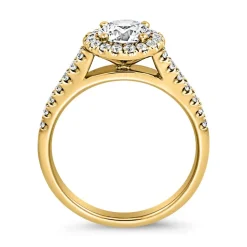 Gravierbarer Halo-Ring aus Gold mit Diamanten BDR0001-GSL
