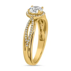 Gravierbarer Halo-Ring, Gelbgold, lab grown Diamanten BDR0013LG-GSL