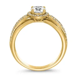 Gravierbarer Halo-Ring, Gelbgold, lab grown Diamanten BDR0013LG-GSL