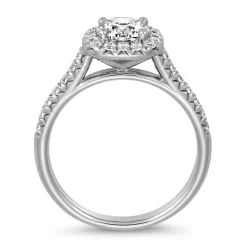 Gravierbarer Halo-Ring mit Diamanten, Weißgold, Platin BDR0010-WSL