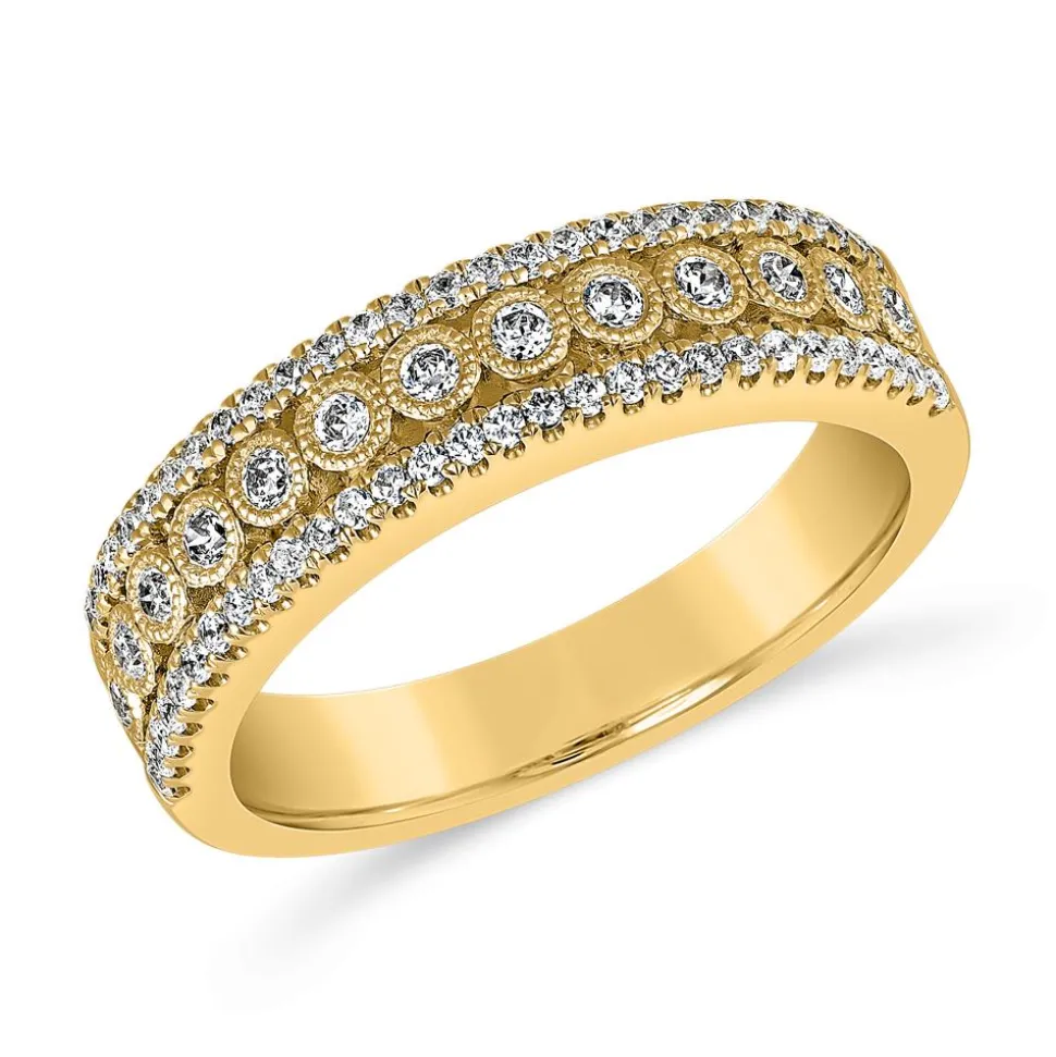 Gravierbarer Ring aus Gelbgold, lab grown Brillanten BDR0074LG-GSL