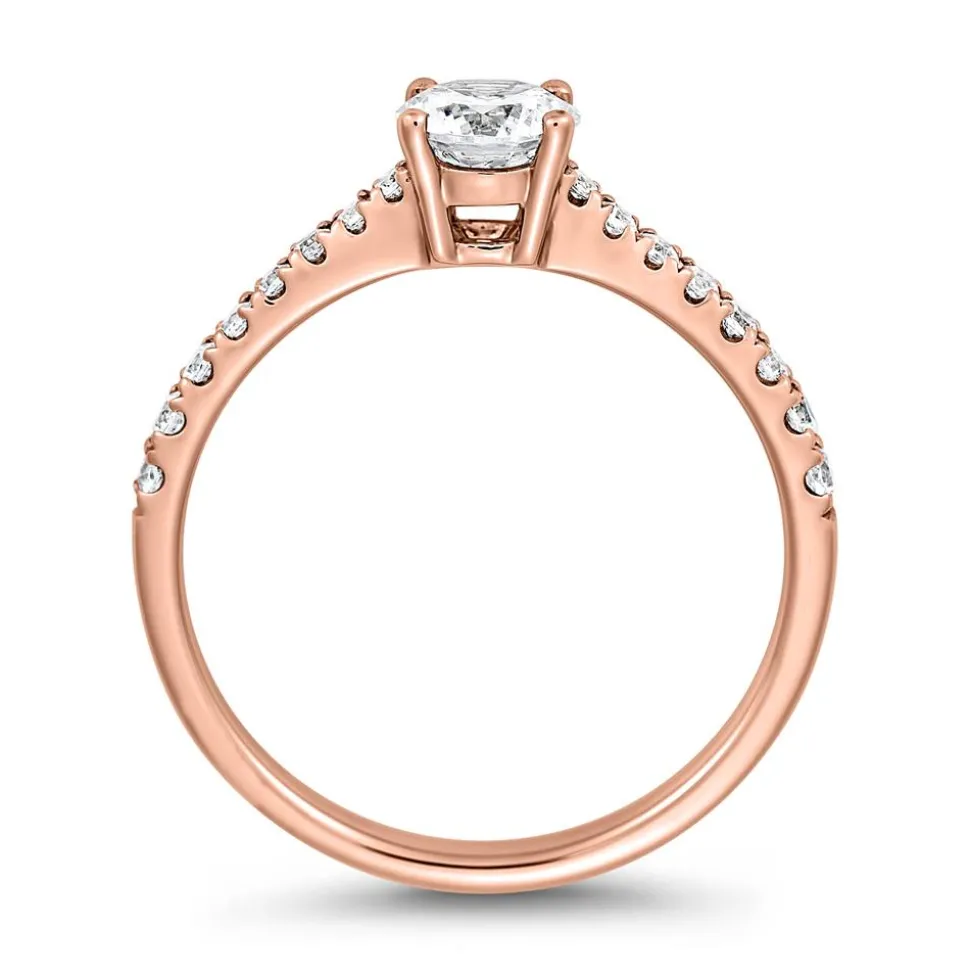 Gravierbarer Verlobungsring mit Diamanten aus Roségold BDR0019-RSL