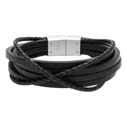Gravierbares Armband silber/schwarz 6 Strähnen LB0432SL