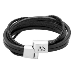 Gravierbares Armband silber/schwarz 6 Strähnen LB0432SL