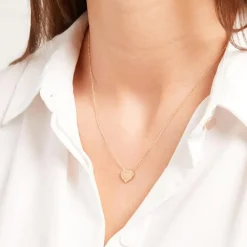 Gravur Herzkette für Damen aus 375er Gold mit Zirkonia GN0024SL