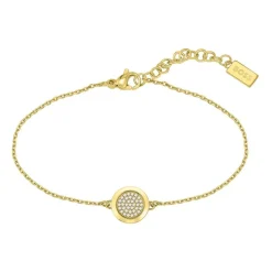 Gravurarmband aus Edelstahl mit Glassteinen, IP Gold 1580301