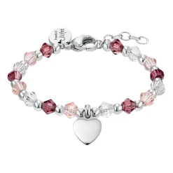 Gravurarmband aus Edelstahl und Glasperlen mit Herz 2034005