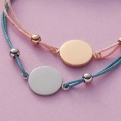 Gravurarmband Mila, rosa Textilband, Edelstahl, IP Rosé 023924