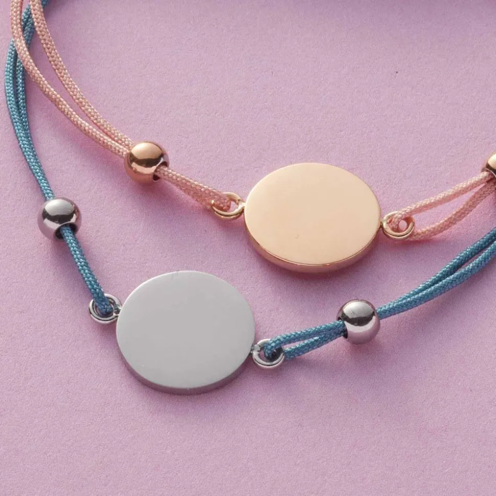 Gravurarmband Mila, rosa Textilband, Edelstahl, IP Rosé 023924