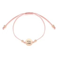 Gravurarmband Mila, rosa Textilband, Edelstahl, IP Rosé 023924