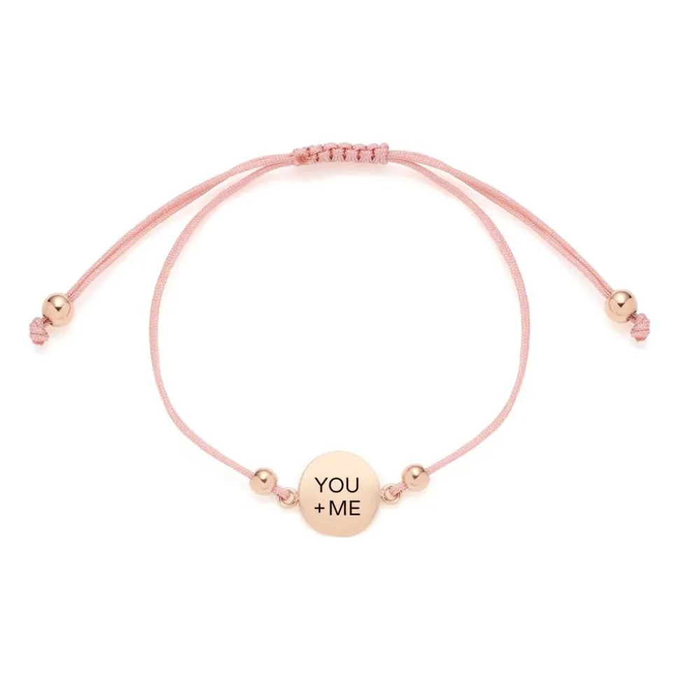 Gravurarmband Mila, rosa Textilband, Edelstahl, IP Rosé 023924