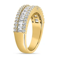 Gravurring aus Gelbgold mit Diamanten, Baguetteschliff BDR0069-GSL