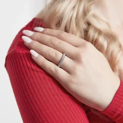 Halber Ewigkeitsring mit Diamanten, Weißgold, Platin BDR0130-WSL