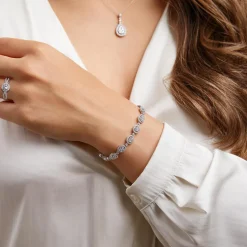 Halo Armband mit lab grown Diamanten, Weißgold, Platin BDB0021LG-WSL