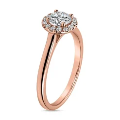Halo Diamantring aus Roségold für Damen, gravierbar BDR0034-RSL