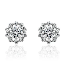 Halo Ohrstecker aus Weißgold oder Platin mit Diamanten BDE0037-WSL