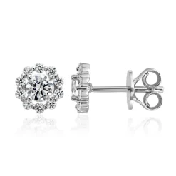 Halo Ohrstecker aus Weißgold oder Platin mit Diamanten BDE0037-WSL