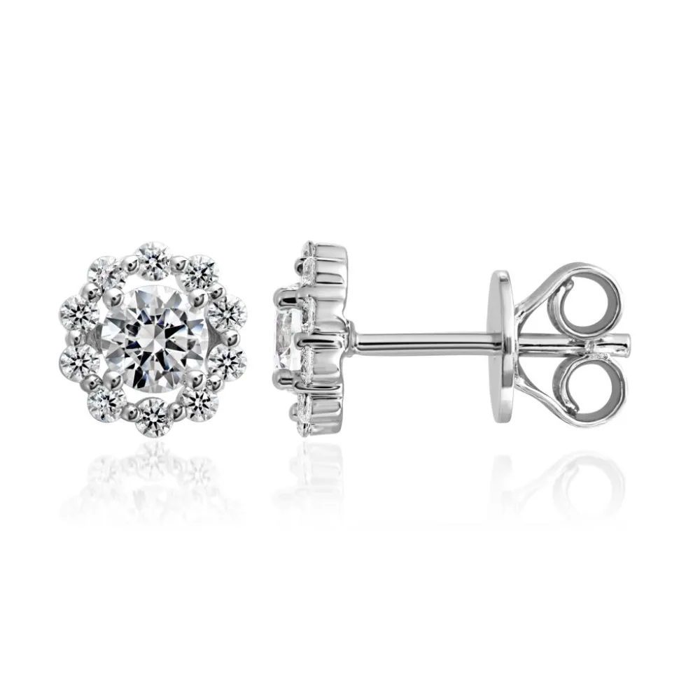 Halo Ohrstecker aus Weißgold oder Platin mit Diamanten BDE0037-WSL