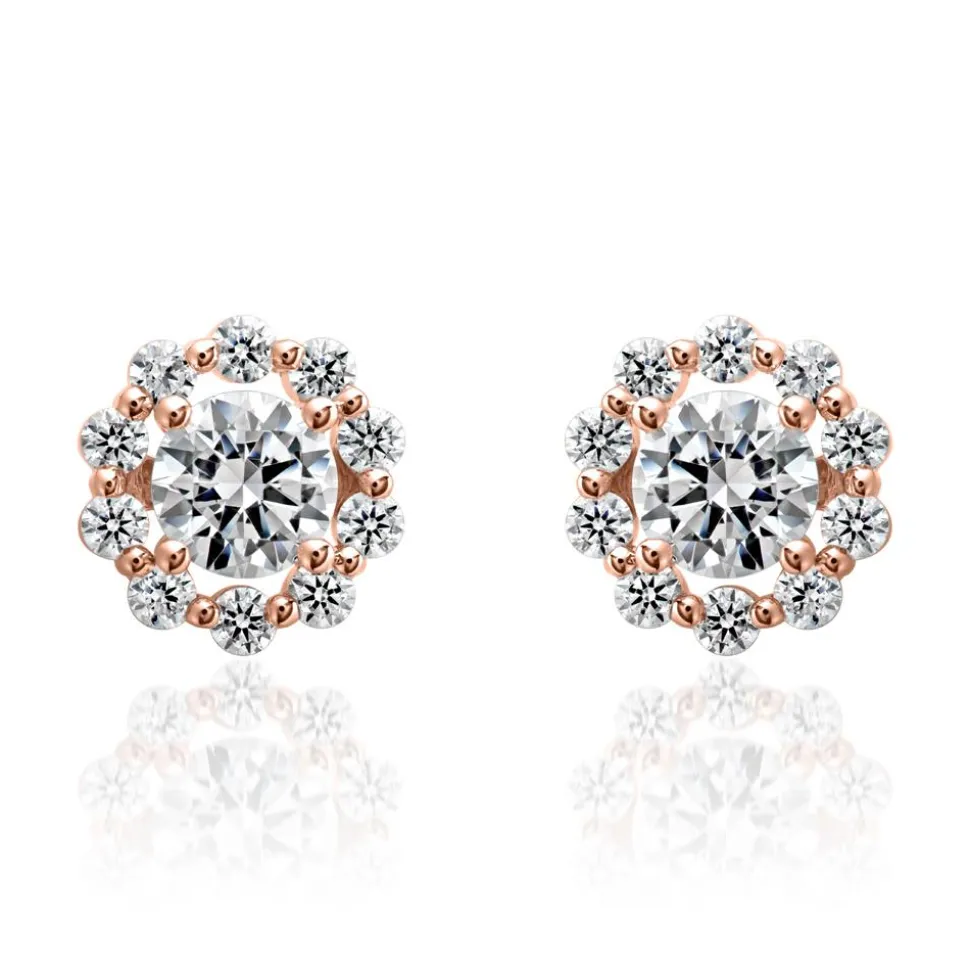Halo Ohrstecker mit Diamanten aus Roségold BDE0037-RSL