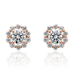 Halo Ohrstecker mit Diamanten aus Roségold BDE0037-RSL