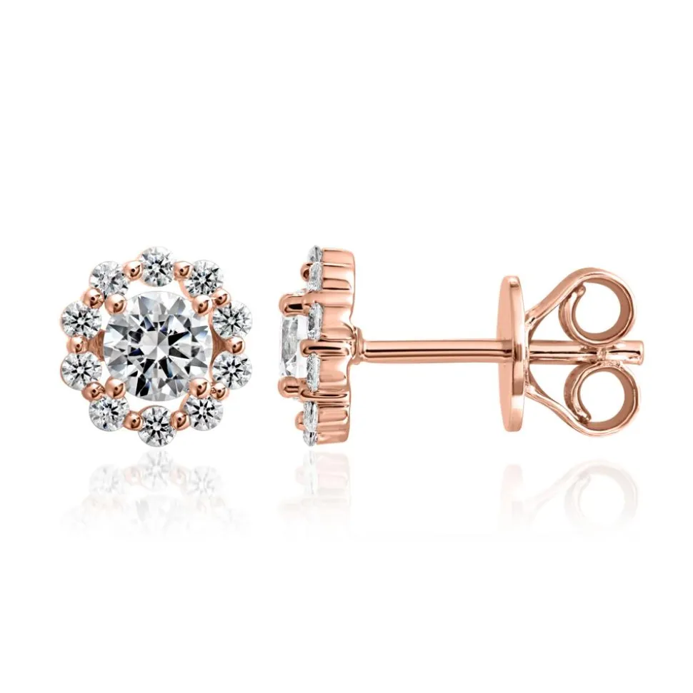 Halo Ohrstecker mit Diamanten aus Roségold BDE0037-RSL
