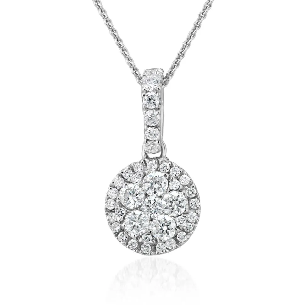 Halo-Anhänger mit lab-grown Diamanten, Weißgold, Platin BDP0047LG-WSL