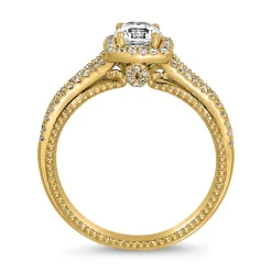Halo-Ring aus Gelbgold mit Diamanten, gravierbar BDR0017-GSL